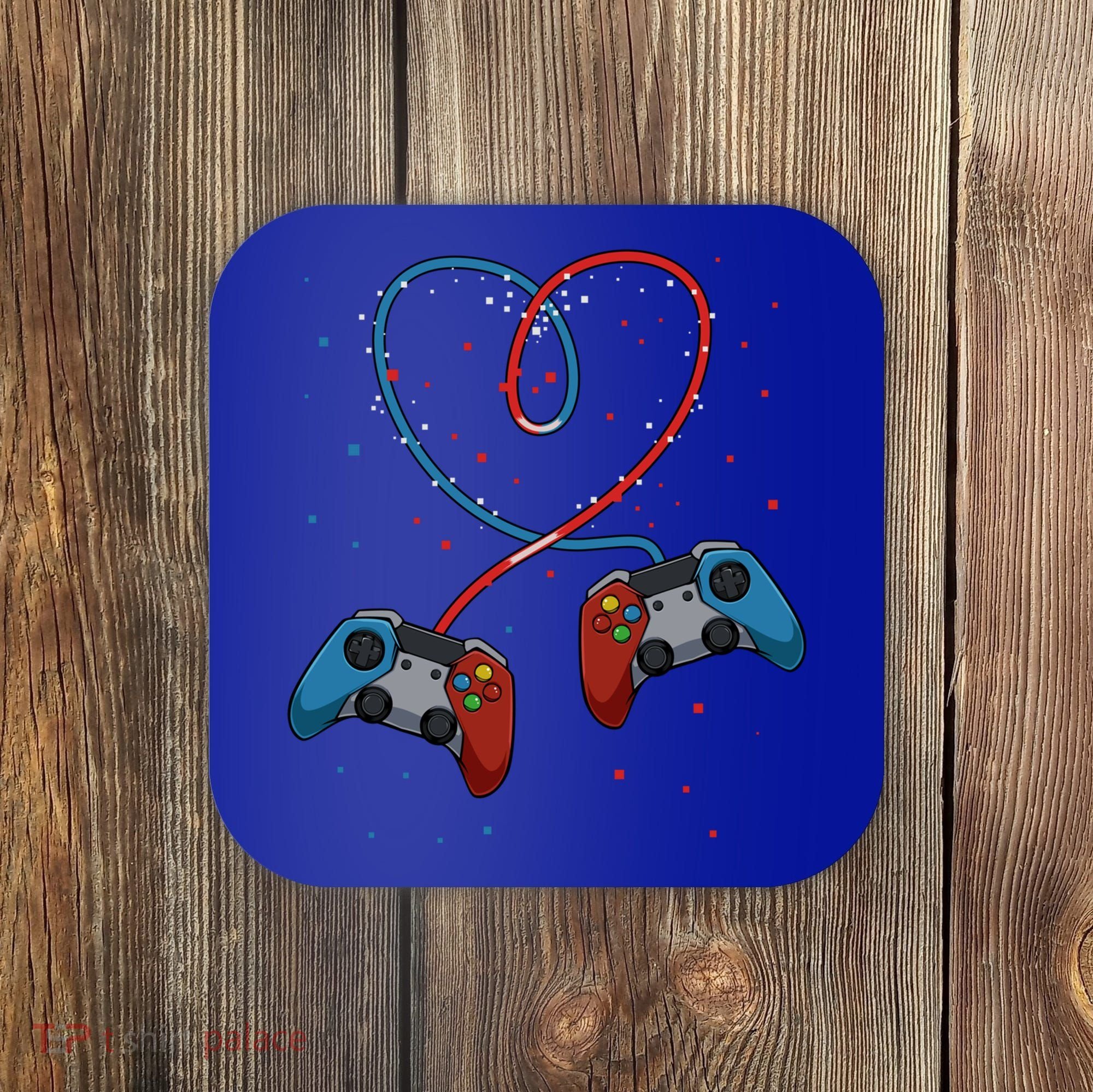 Funny Valentine's Day Gamer Couple Gift Controllers Heart Gift Coaster