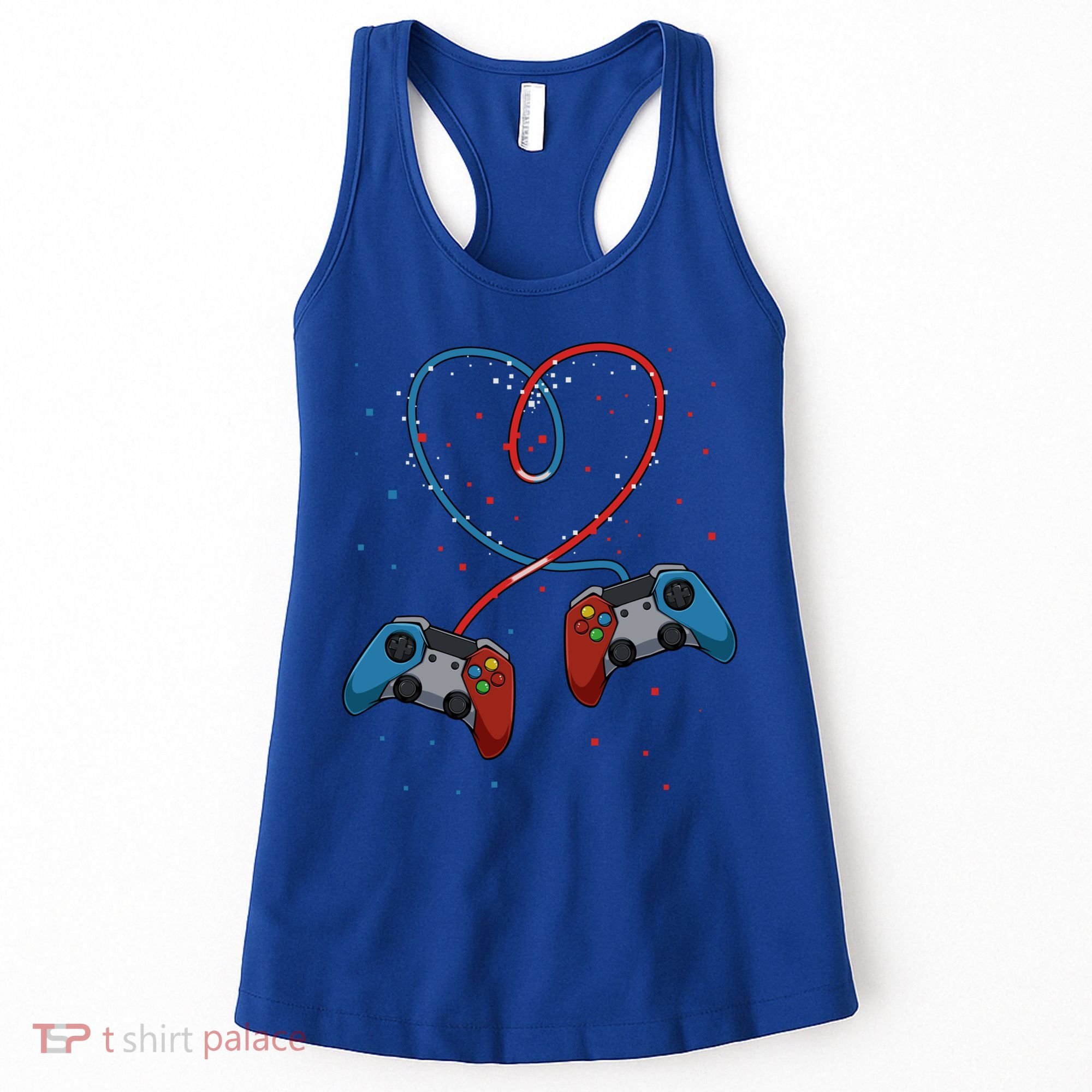 Funny Valentine's Day Gamer Couple Gift Controllers Heart Gift Women's Tank Top