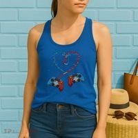 Funny Valentine's Day Gamer Couple Gift Controllers Heart Gift Women's Tank Top thumb 2