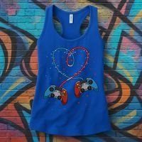 Funny Valentine's Day Gamer Couple Gift Controllers Heart Gift Women's Tank Top thumb 3