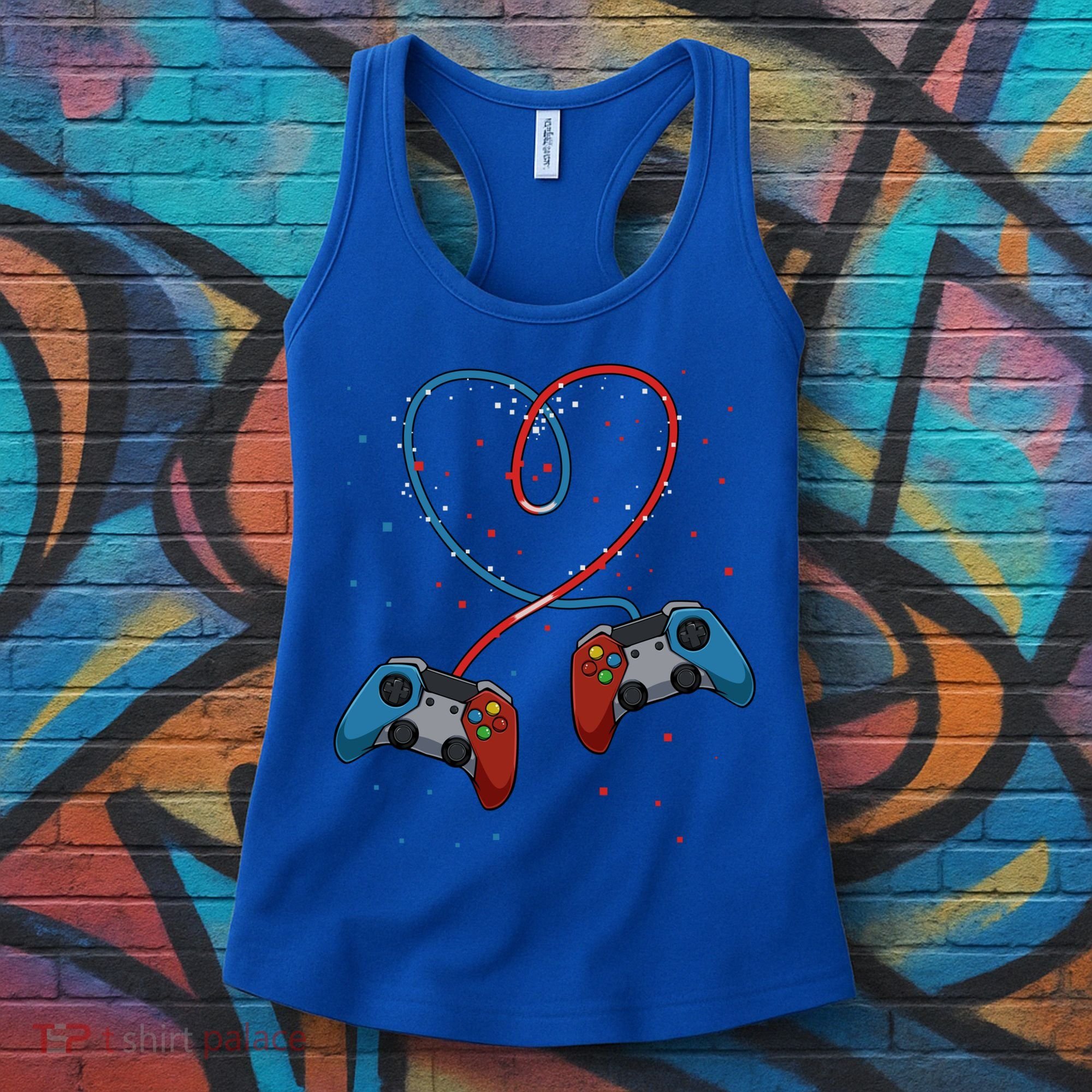 Funny Valentine's Day Gamer Couple Gift Controllers Heart Gift Women's Tank Top