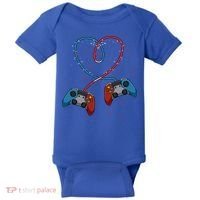 Funny Valentine's Day Gamer Couple Gift Controllers Heart Gift Baby Bodysuit thumb 0