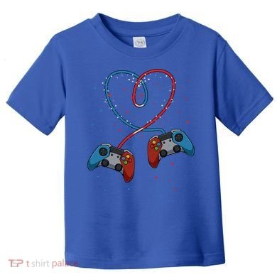 Funny Valentine's Day Gamer Couple Gift Controllers Heart Gift Toddler T-Shirt