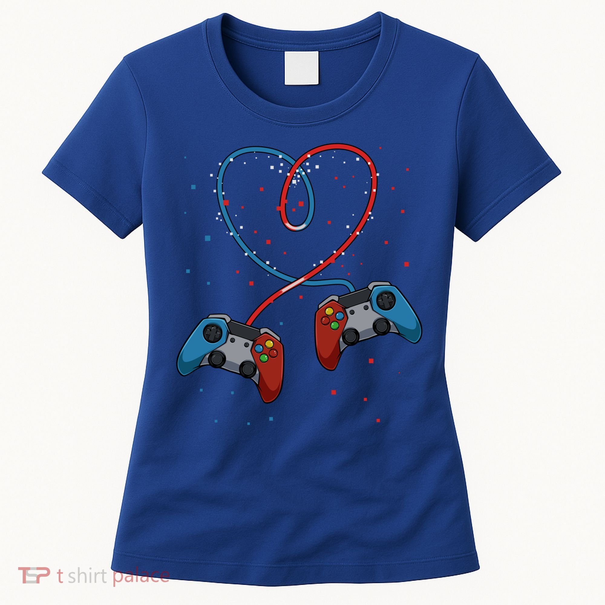Funny Valentine's Day Gamer Couple Gift Controllers Heart Gift Women's T-Shirt
