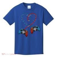 Funny Valentine's Day Gamer Couple Gift Controllers Heart Gift Kids T-Shirt thumb 0