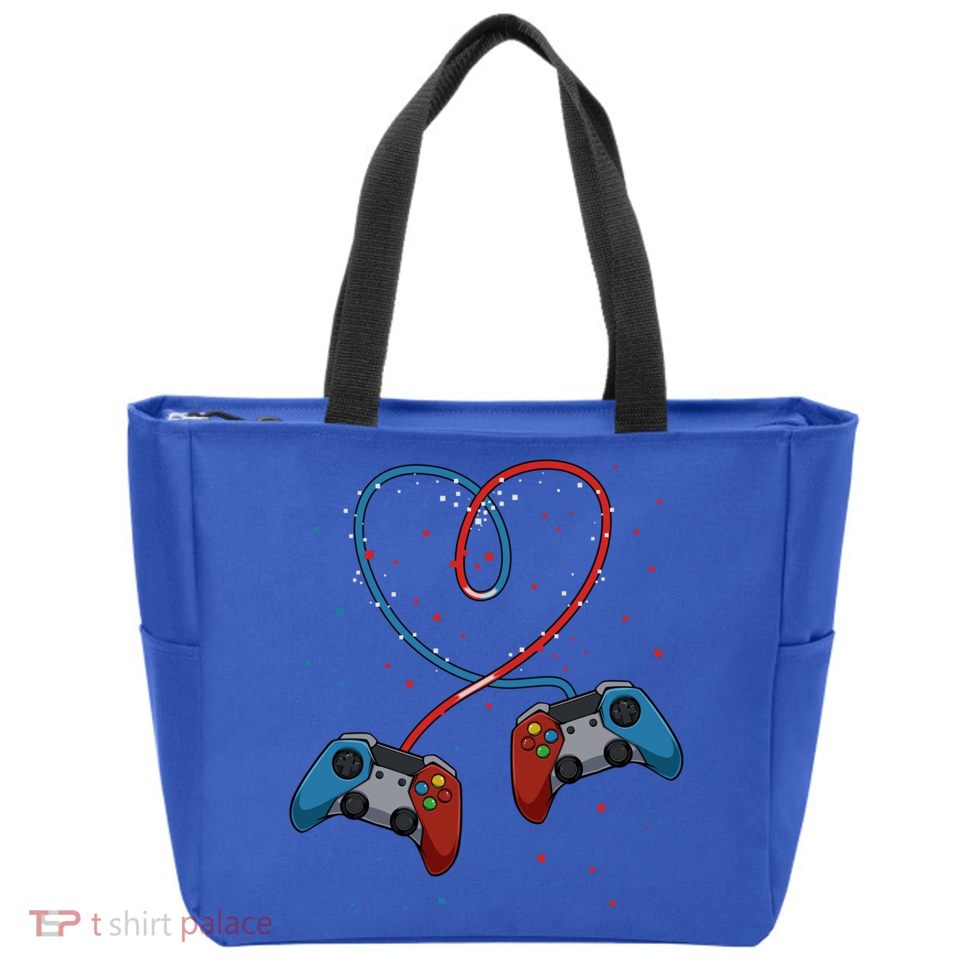 Funny Valentine's Day Gamer Couple Gift Controllers Heart Gift Tote Bag