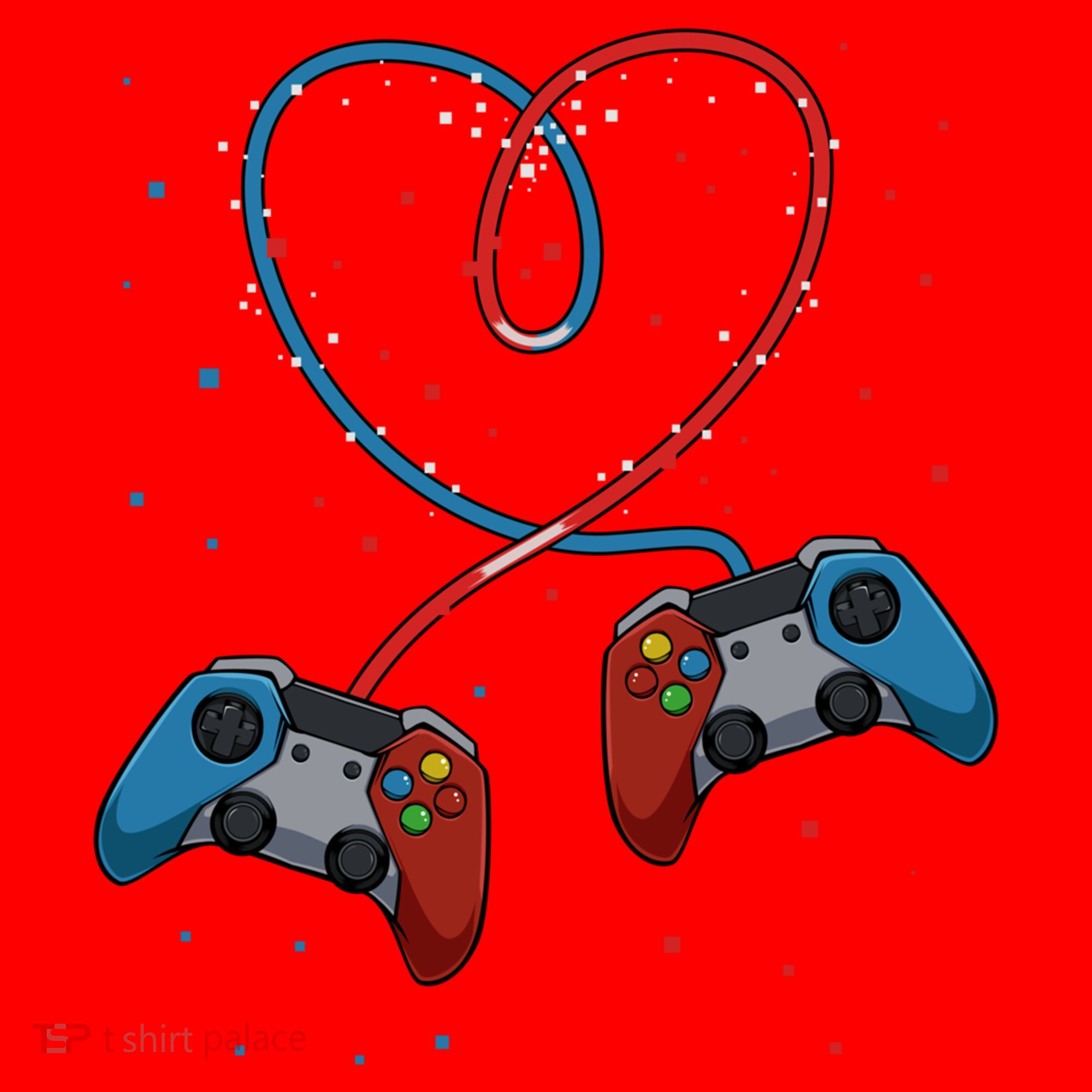 Funny Valentine's Day Gamer Couple Gift Controllers Heart Gift Santa Hat