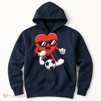 Funny Valentines Day Heart Playing Soccer Boy Girl Hoodie thumb 0