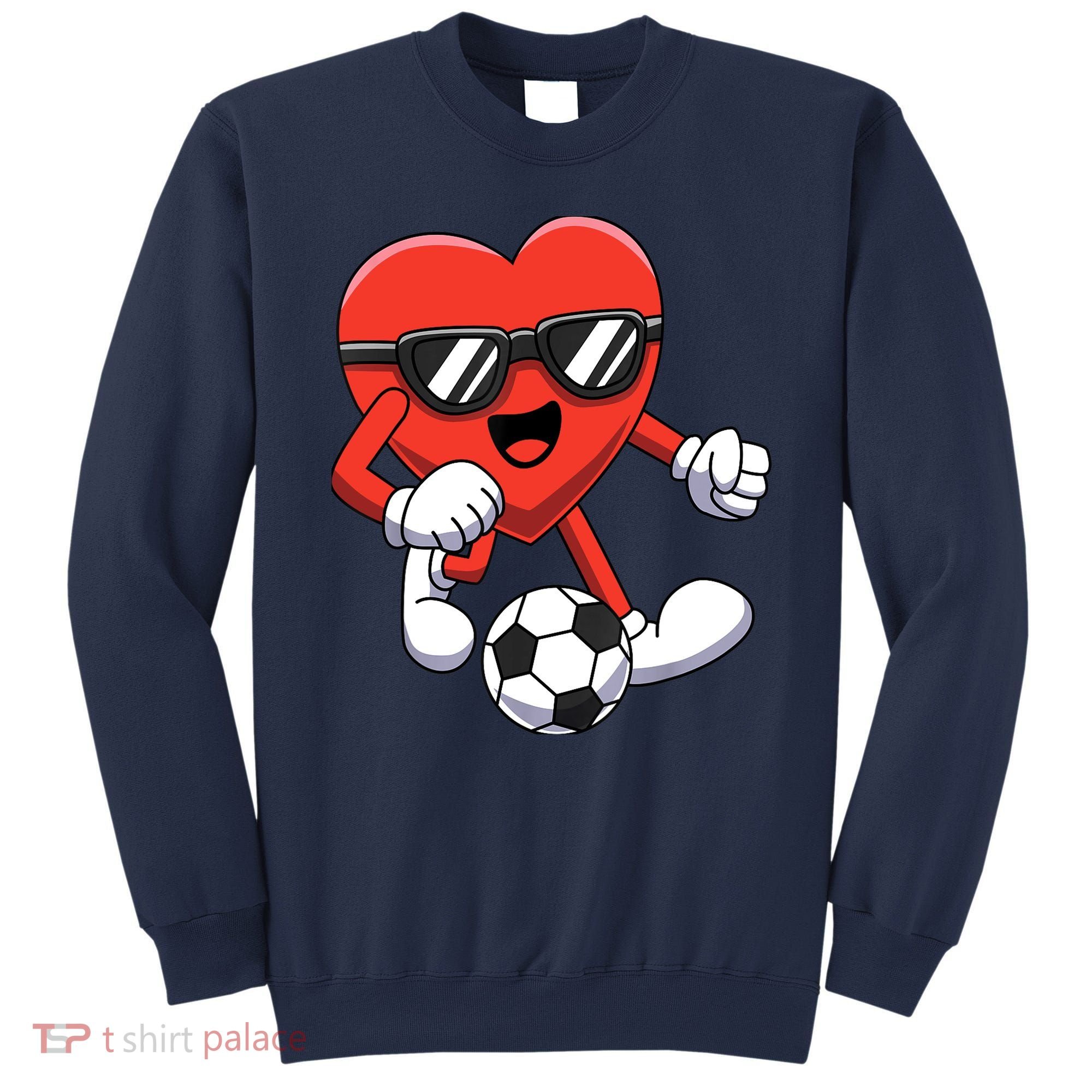 Funny Valentines Day Heart Playing Soccer Boy Girl Sweatshirt