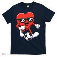 Funny Valentines Day Heart Playing Soccer Boy Girl T-Shirt thumb 0