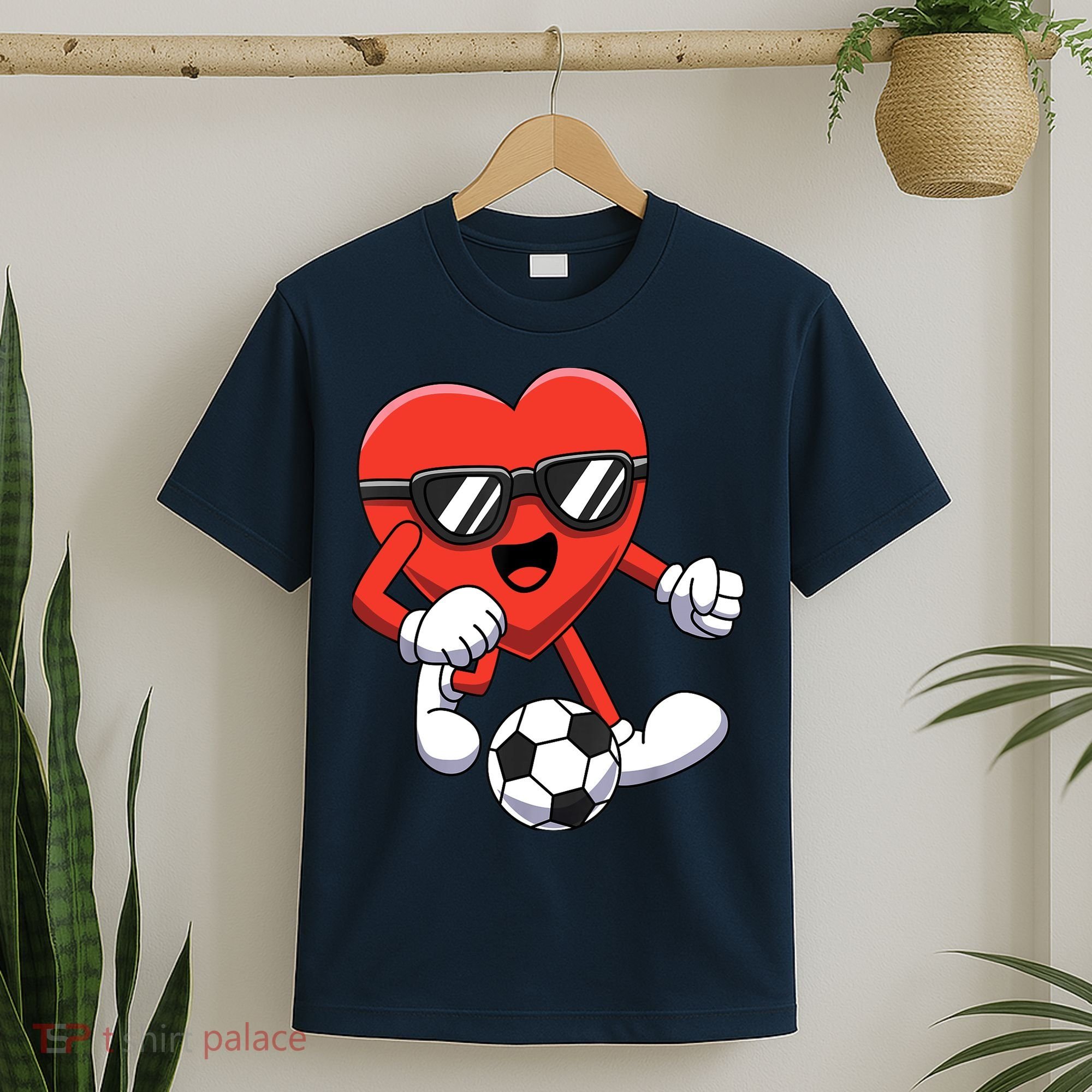 Funny Valentines Day Heart Playing Soccer Boy Girl T-Shirt
