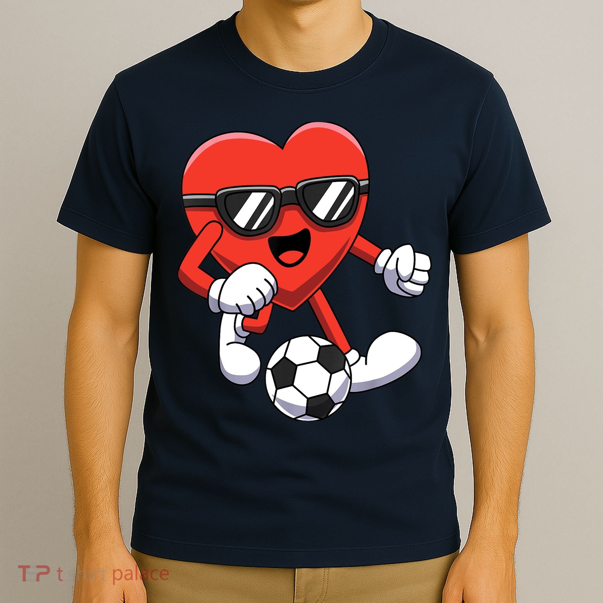 Funny Valentines Day Heart Playing Soccer Boy Girl T-Shirt