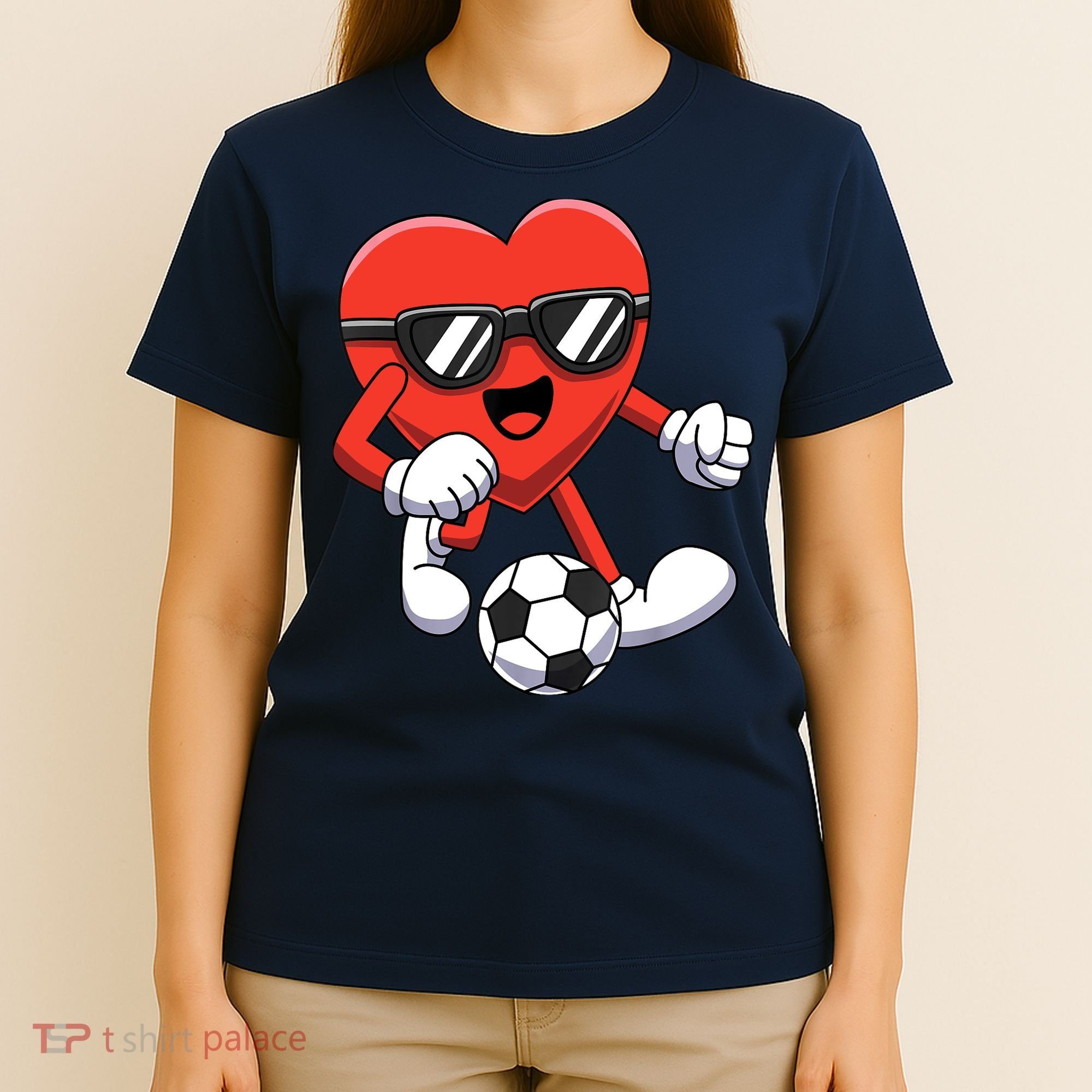 Funny Valentines Day Heart Playing Soccer Boy Girl T-Shirt