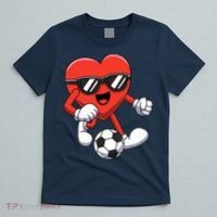 Funny Valentines Day Heart Playing Soccer Boy Girl T-Shirt thumb 5
