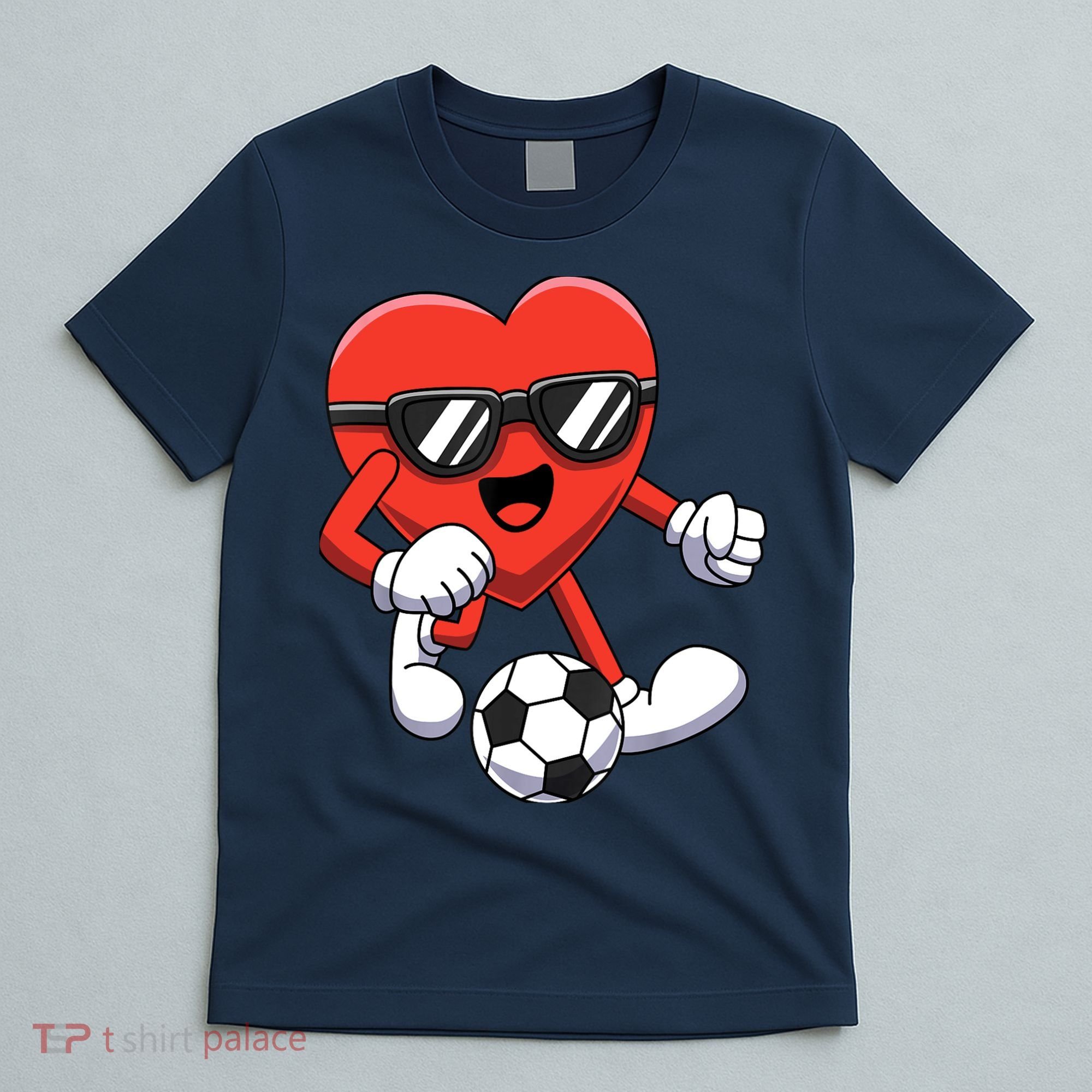 Funny Valentines Day Heart Playing Soccer Boy Girl T-Shirt