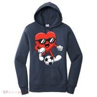 Funny Valentines Day Heart Playing Soccer Boy Girl Women's Hoodie thumb 0