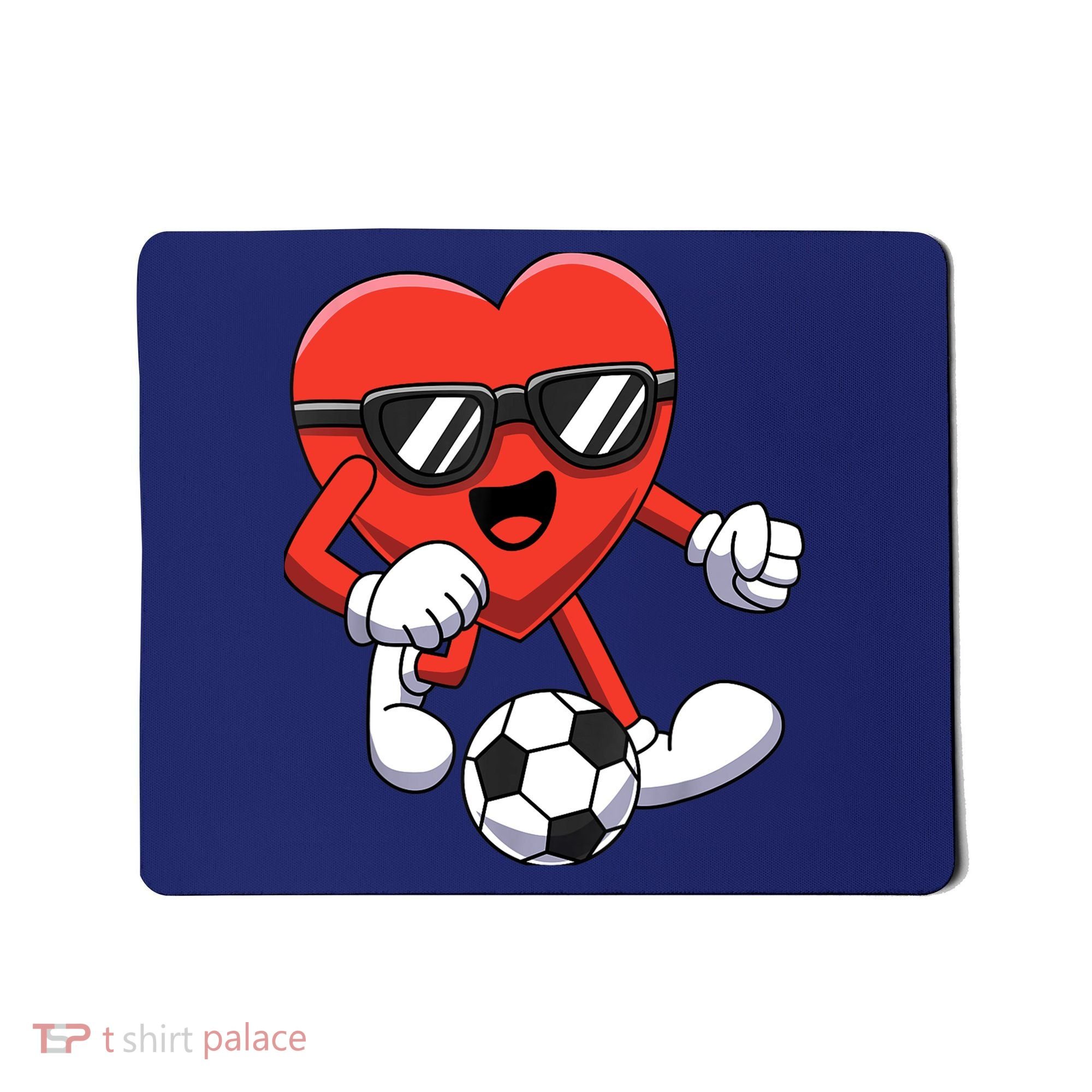 Funny Valentines Day Heart Playing Soccer Boy Girl Mousepad