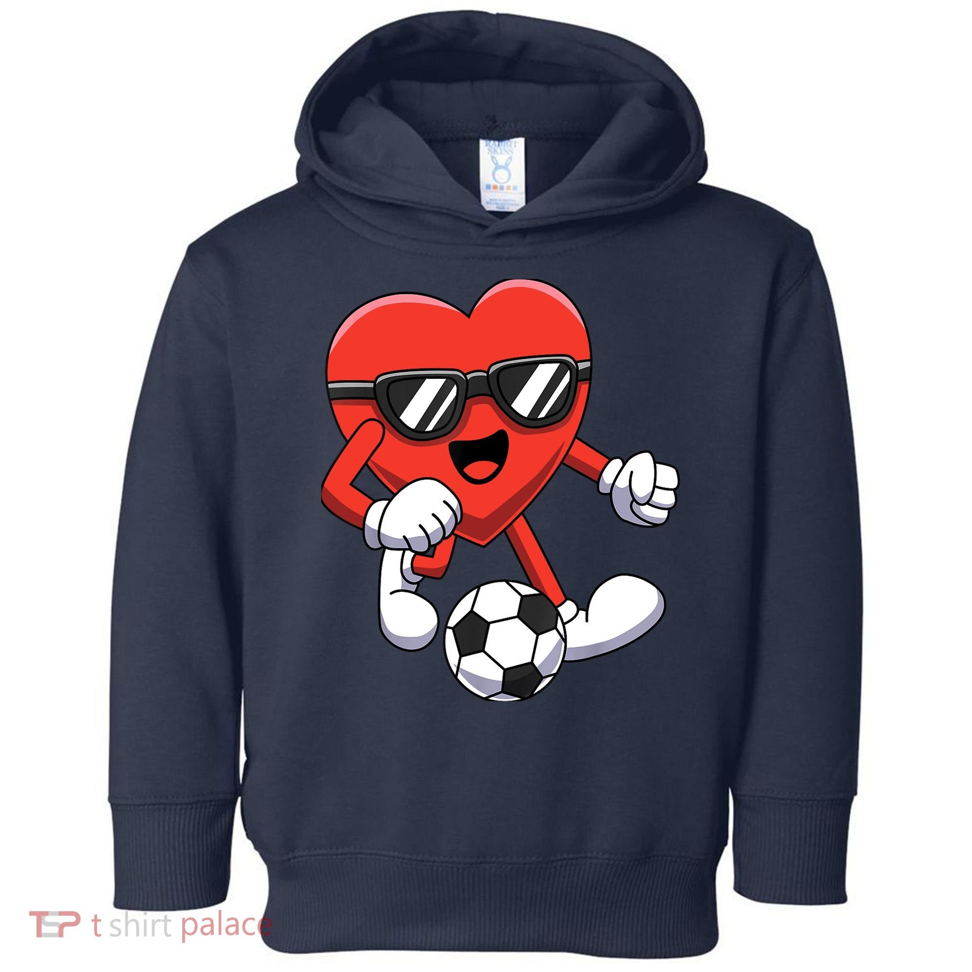 Funny Valentines Day Heart Playing Soccer Boy Girl Toddler Hoodie
