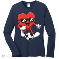 Funny Valentines Day Heart Playing Soccer Boy Girl Women's Long Sleeve Shirt thumb 0