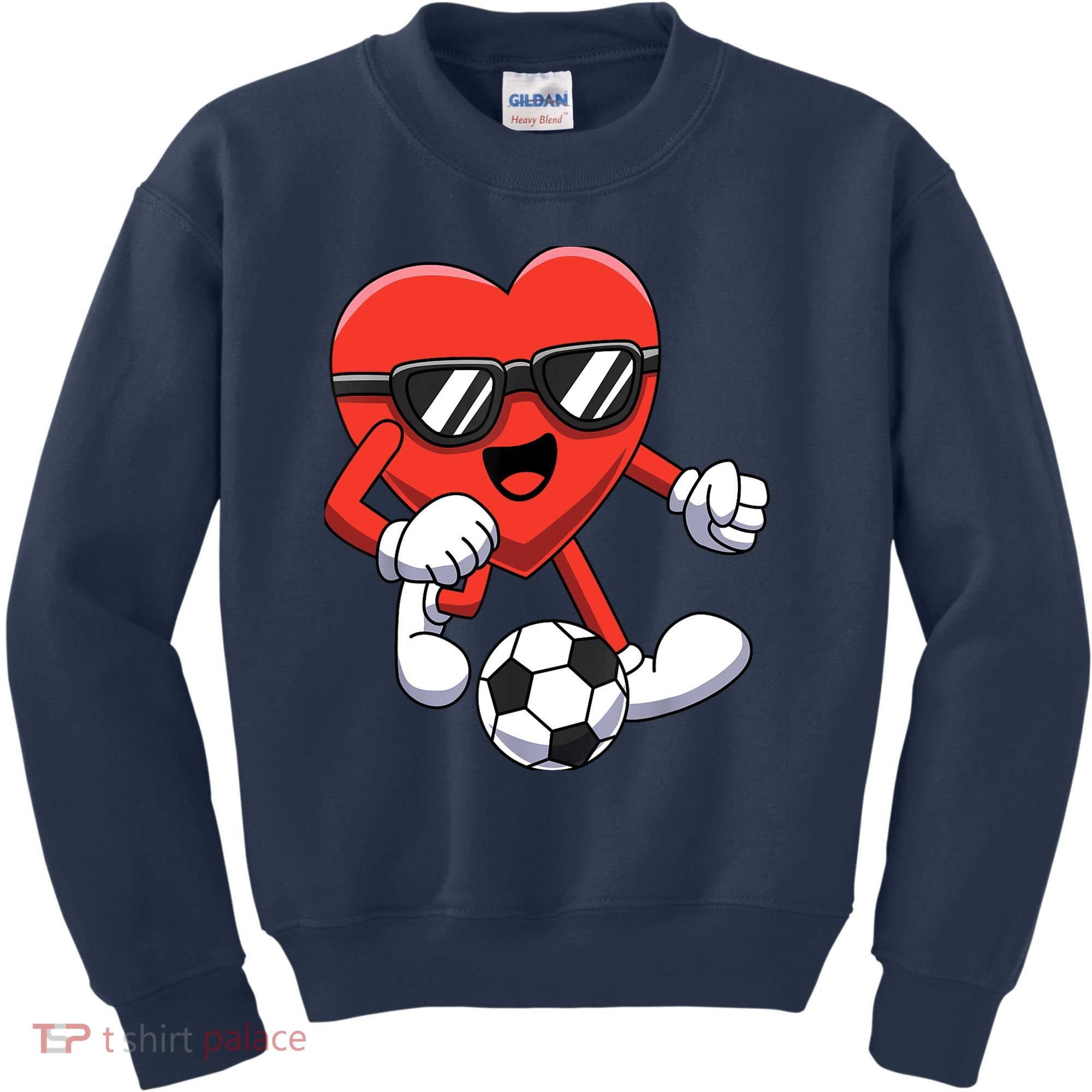 Funny Valentines Day Heart Playing Soccer Boy Girl Kids Sweatshirt