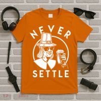 Funny Vintage Drinking Thanksgiving Pilgrim Never Settle T-Shirt thumb 5