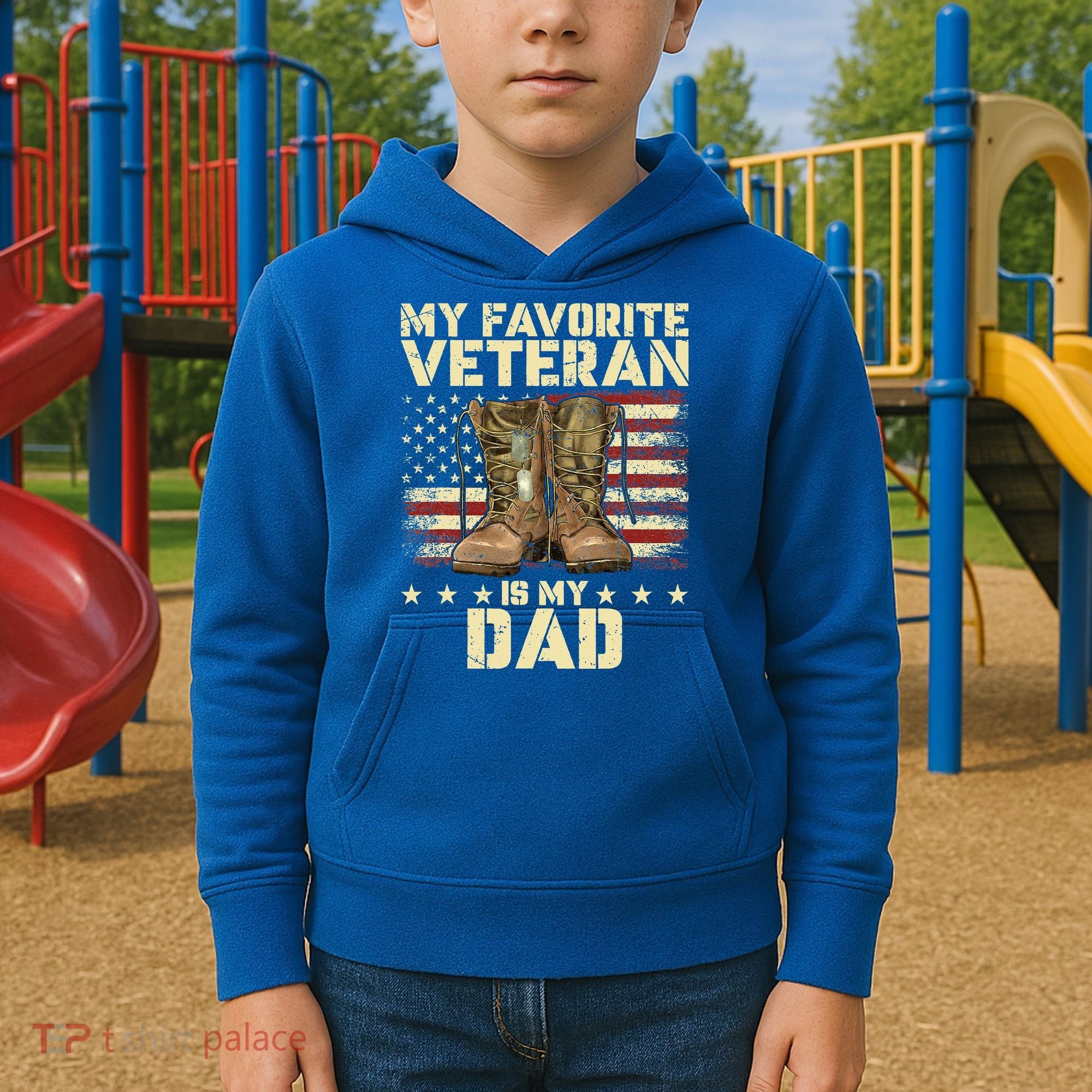 Father Veterans Day My Favorite Veteran Is My Dad Kids Hoodie