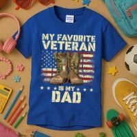 Father Veterans Day My Favorite Veteran Is My Dad Kids T-Shirt thumb 3