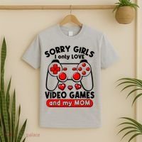 Funny Valentines Day Sorry Girls I Only Love Video Games And My Mom  T-Shirt thumb 2