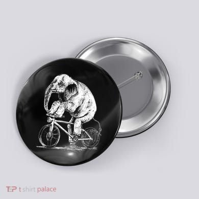 Funny Vintage Elephant On Bike Bicycle Button