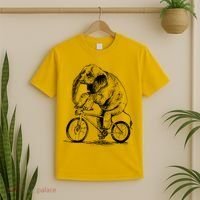 Funny Vintage Elephant On Bike Bicycle T-Shirt thumb 2