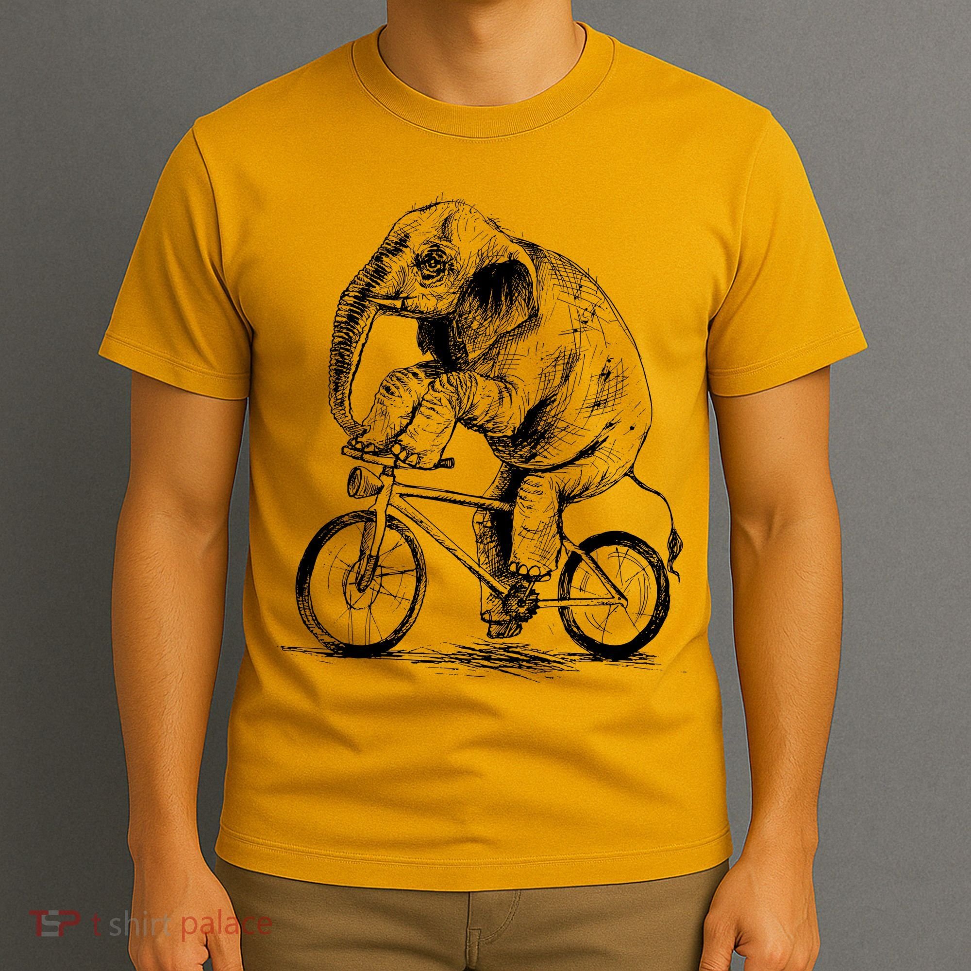 Funny Vintage Elephant On Bike Bicycle T-Shirt