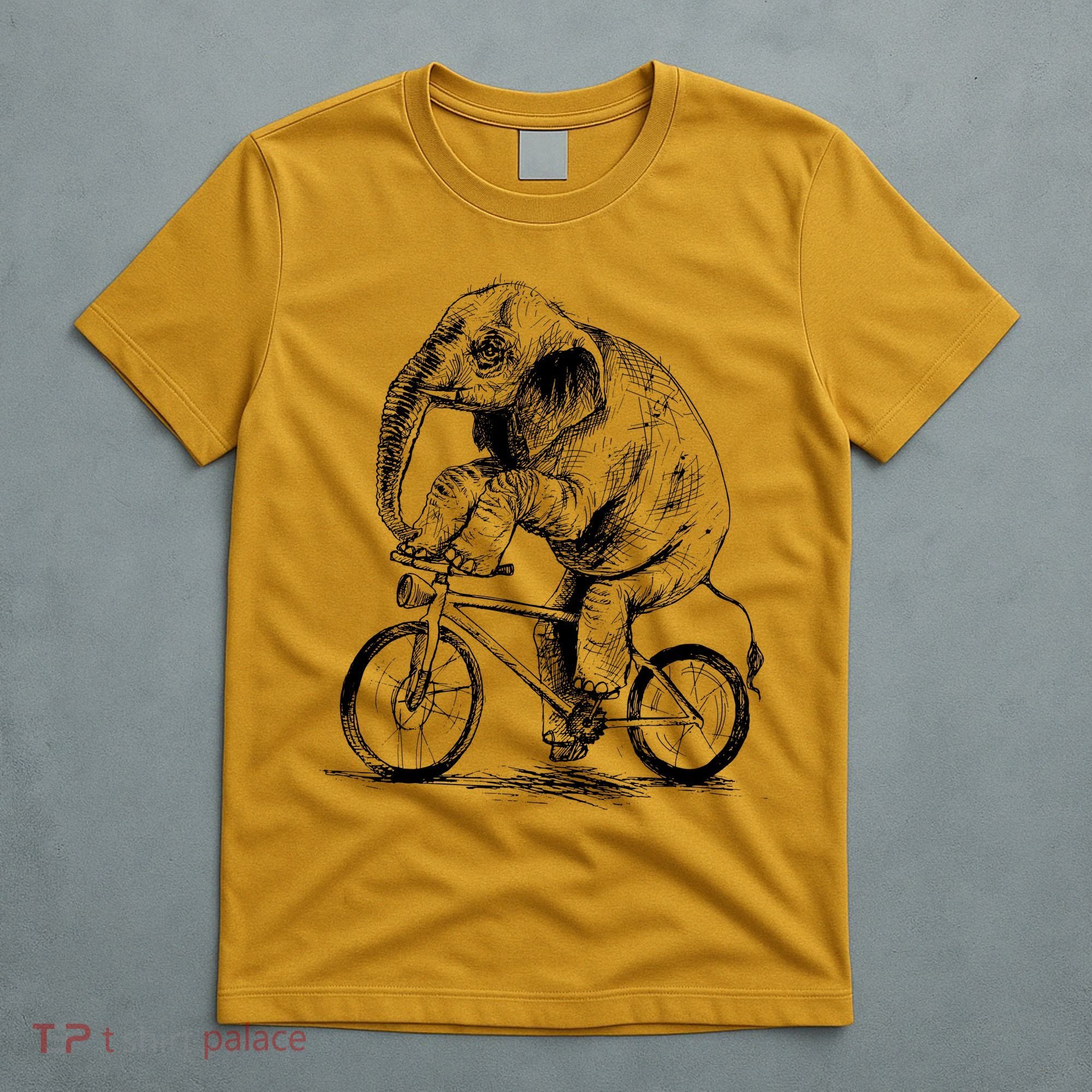 Funny Vintage Elephant On Bike Bicycle T-Shirt