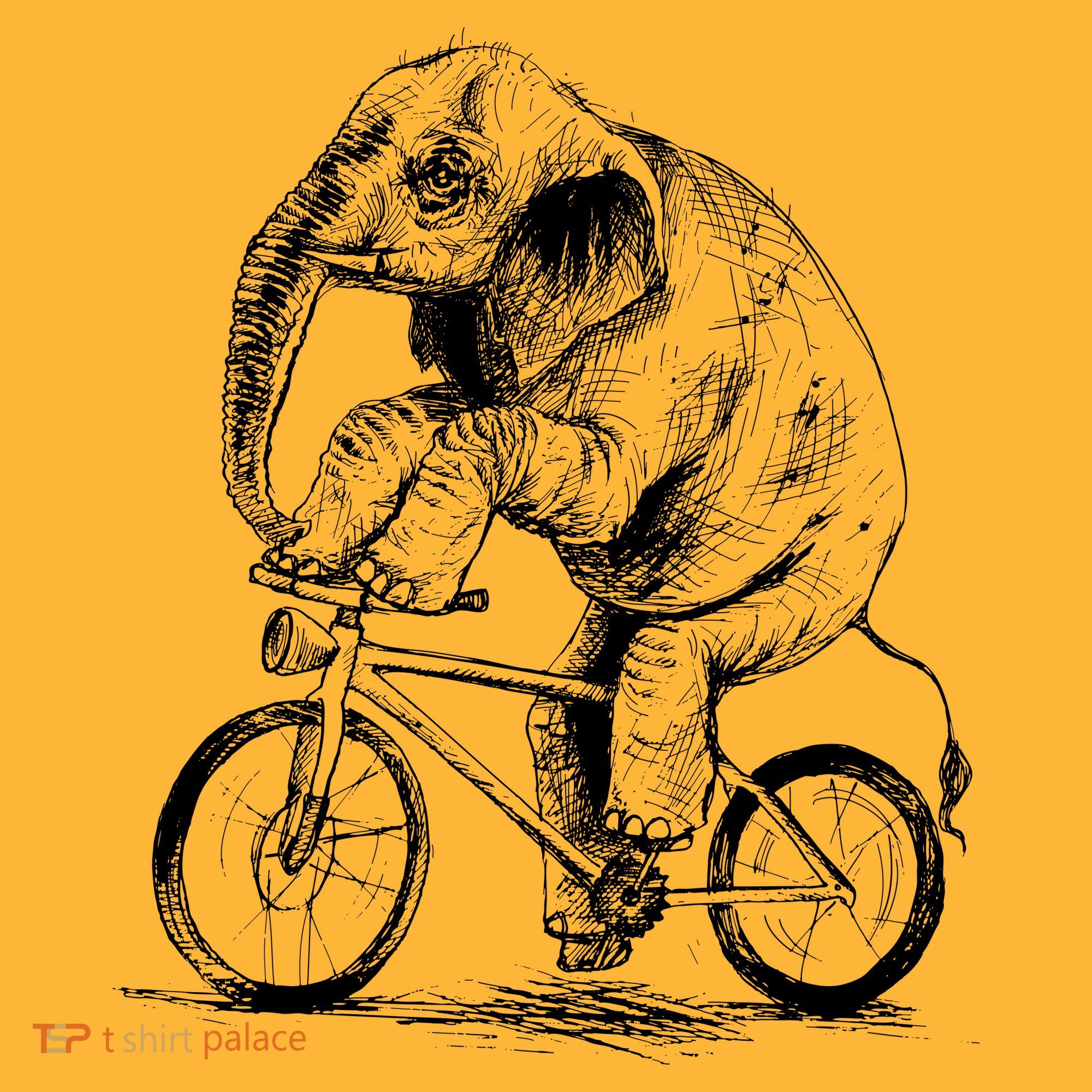 Funny Vintage Elephant On Bike Bicycle T-Shirt
