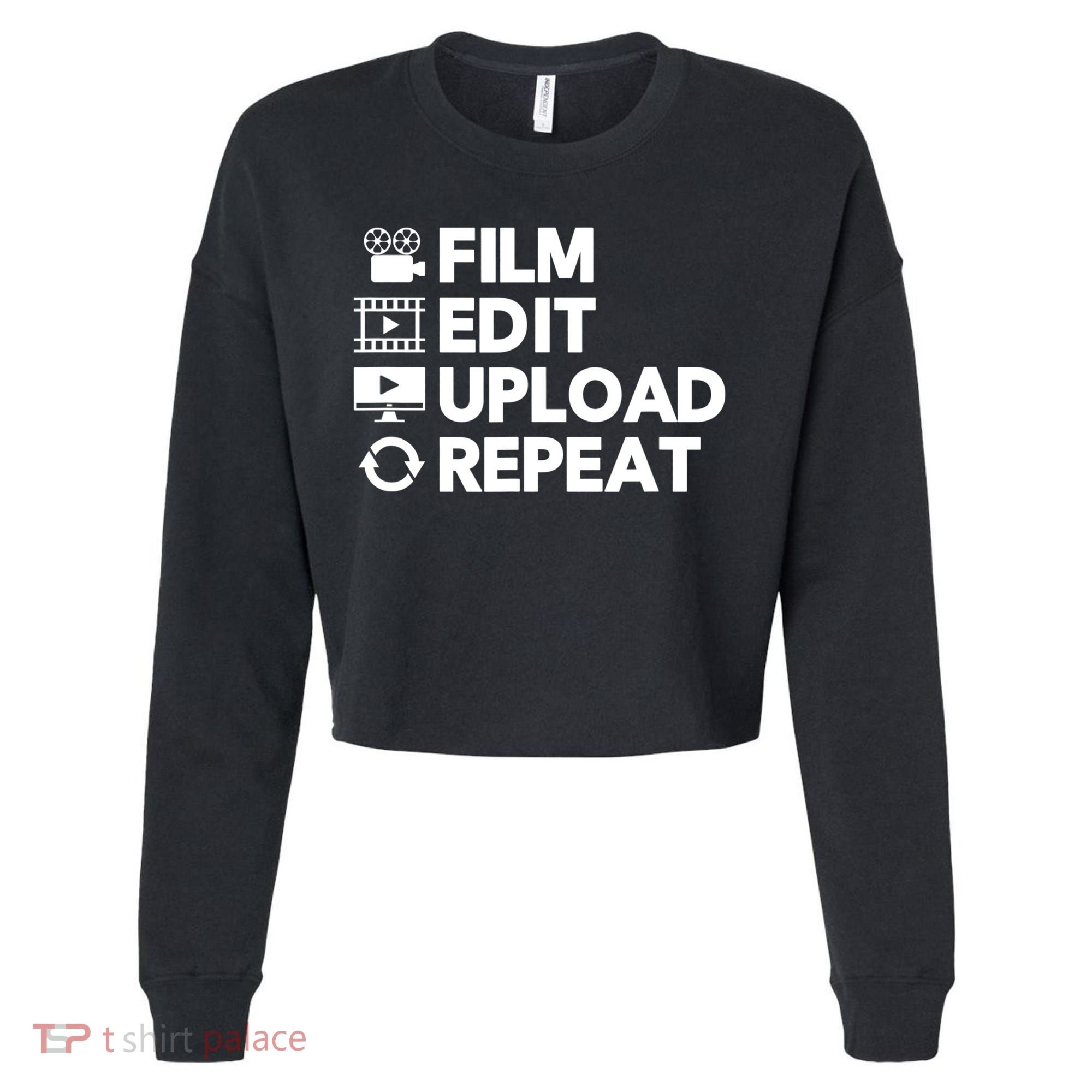 Funny Video Editing Gift Film Making Gift For Video Editor Cropped Pullover Crew