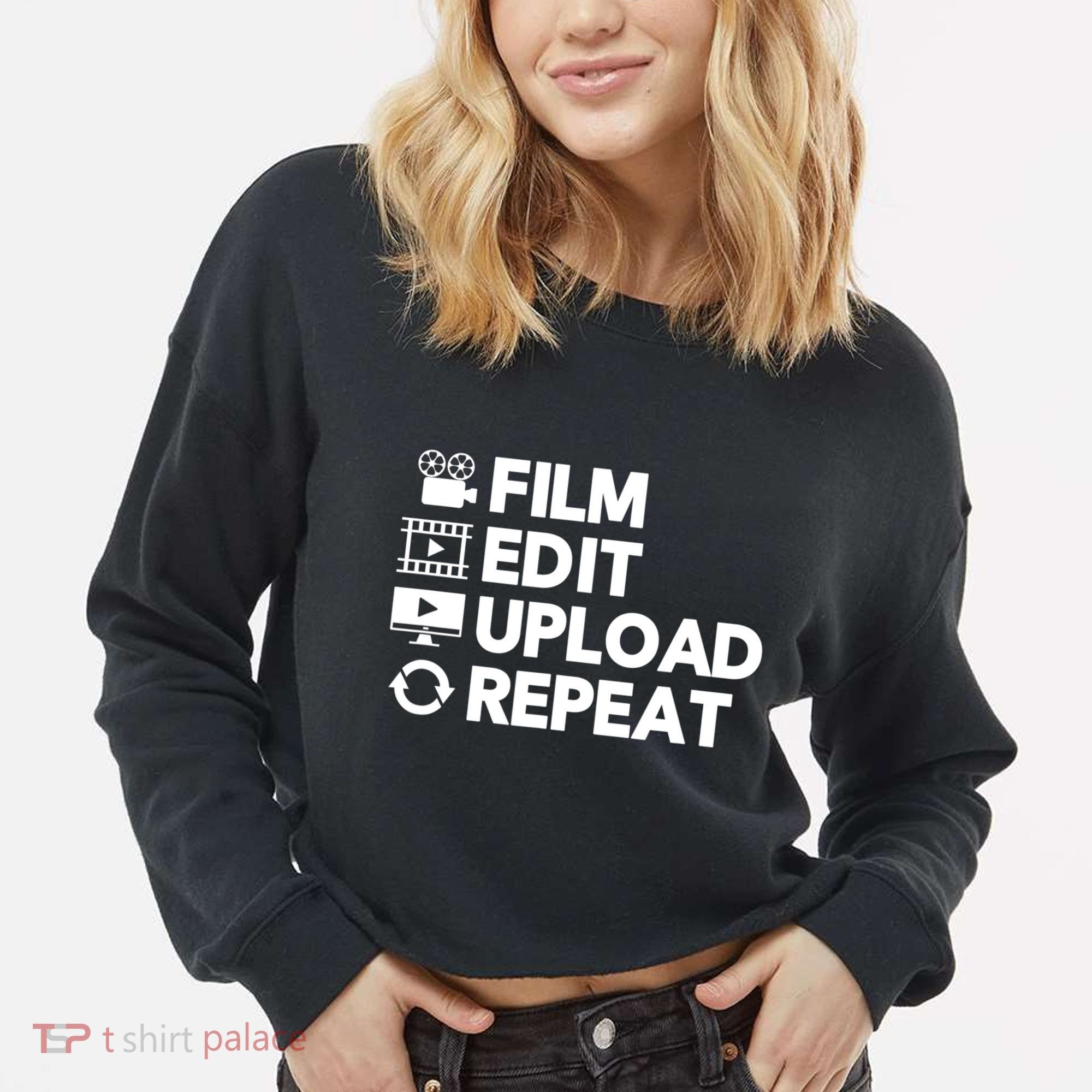 Funny Video Editing Gift Film Making Gift For Video Editor Cropped Pullover Crew