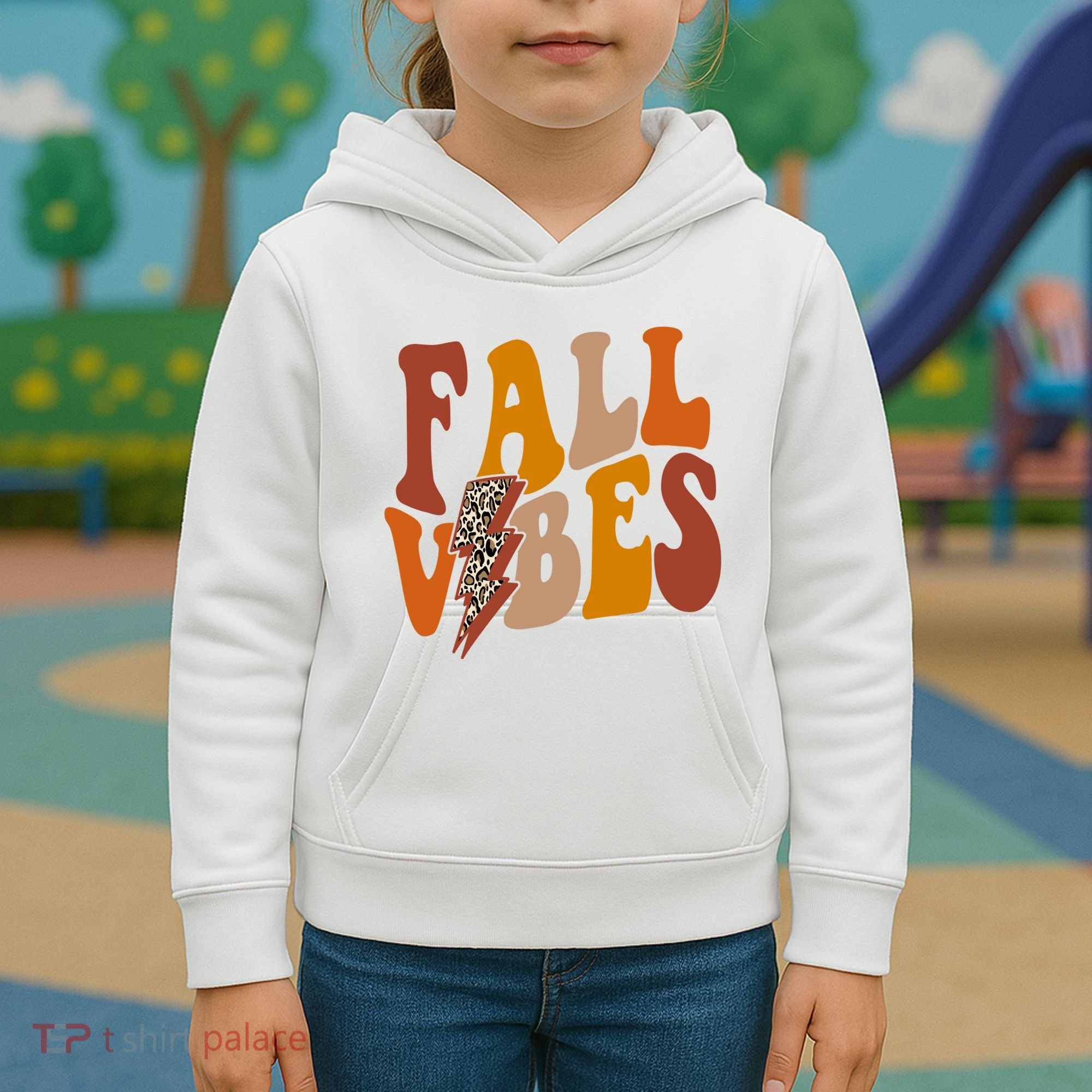 Fall Vibes Fall Season Lighting Bolt Kids Hoodie