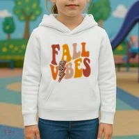Fall Vibes Fall Season Lighting Bolt Kids Hoodie thumb 3