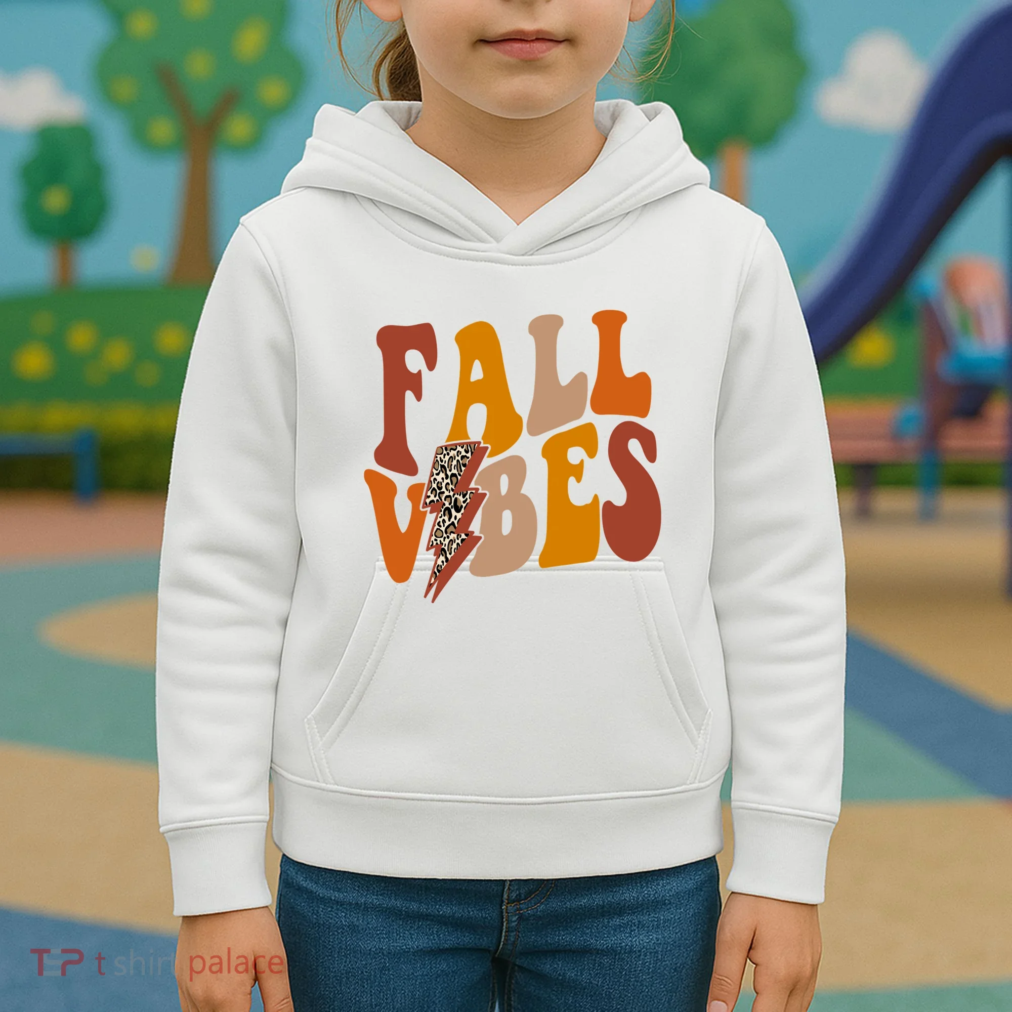 Fall Vibes Fall Season Lighting Bolt Kids Hoodie