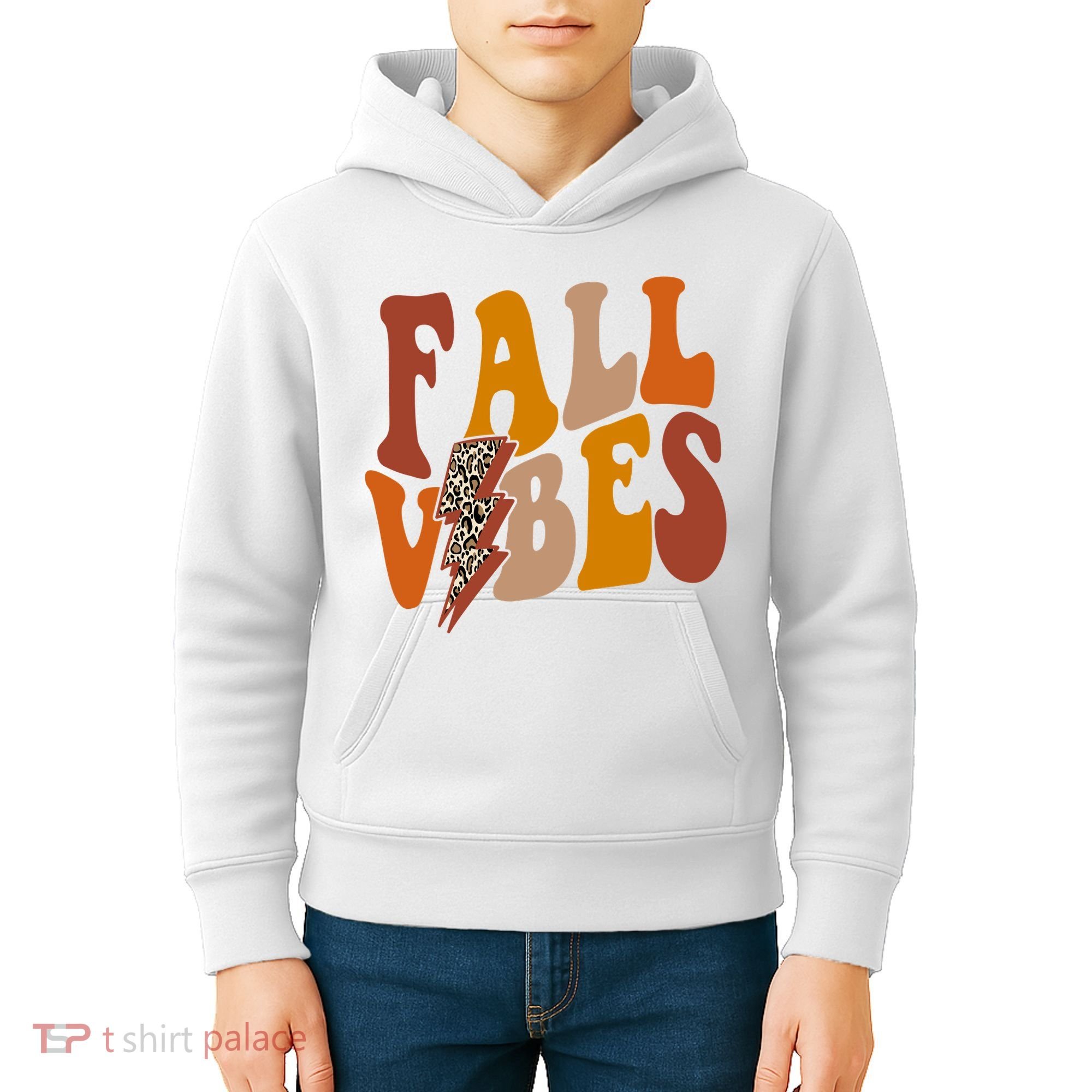 Fall Vibes Fall Season Lighting Bolt Kids Hoodie