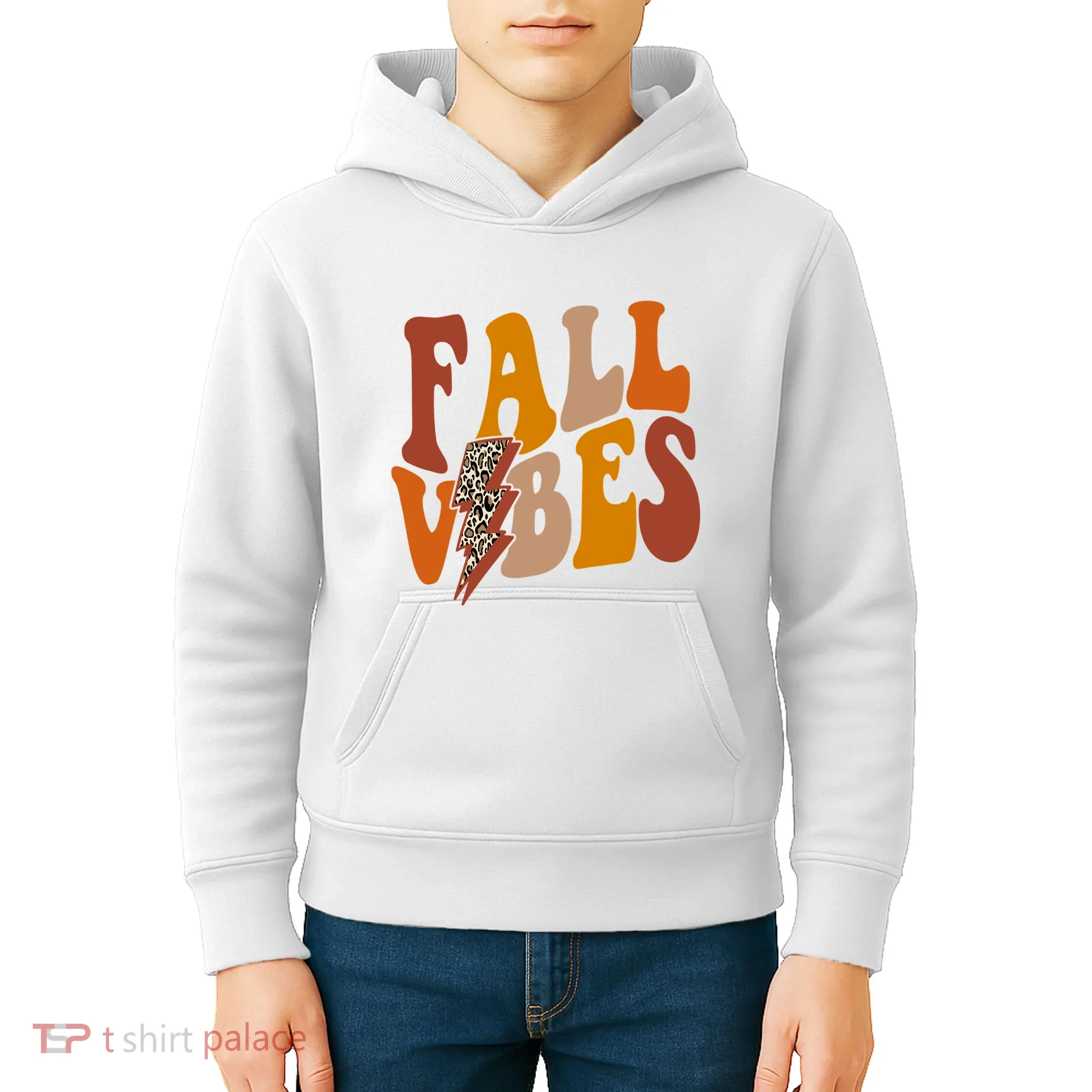 Fall Vibes Fall Season Lighting Bolt Kids Hoodie