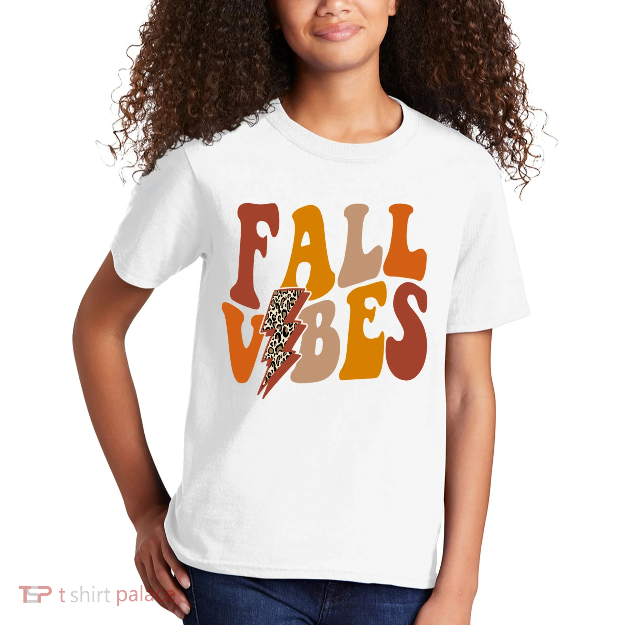 Fall Vibes Fall Season Lighting Bolt Kids T-Shirt