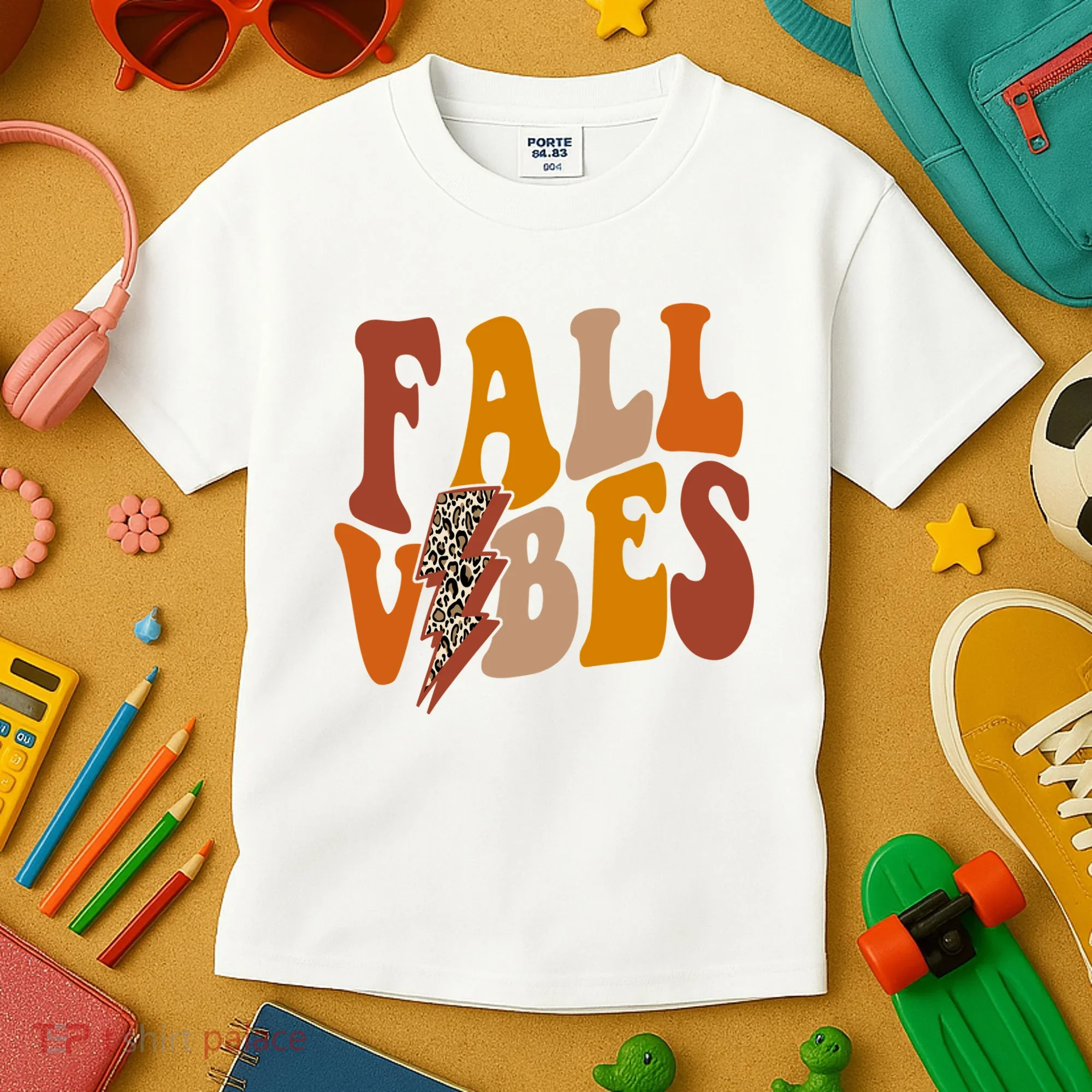Fall Vibes Fall Season Lighting Bolt Kids T-Shirt