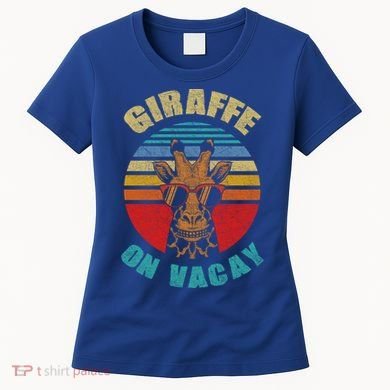 Funny Vintage Giraffe On Vacay Mode Summer Vacation Vibes Gift Women's T-Shirt