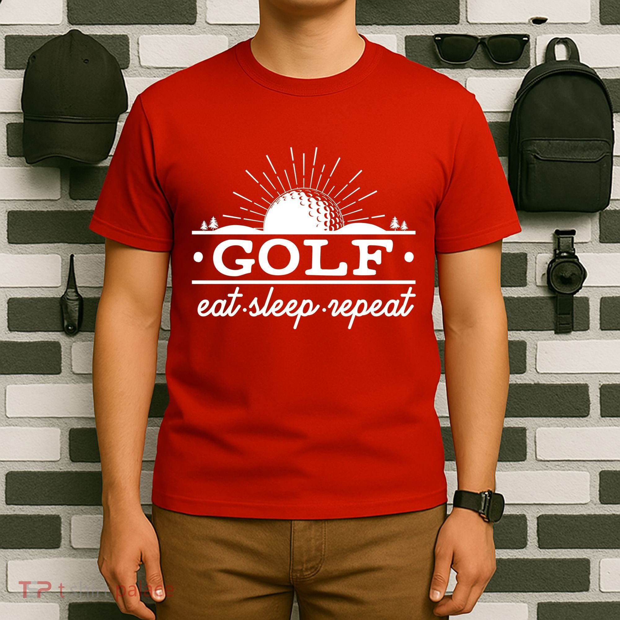 Funny Vintage Golf Eat Sleep Repeat Golfing Fan T-Shirt