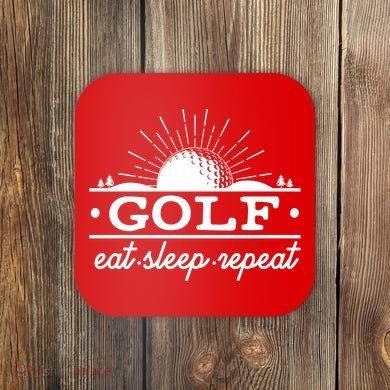 Funny Vintage Golf Eat Sleep Repeat Golfing Fan Coaster