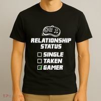 Funny Video Gamer Humor Relationship Status Single Taken T-Shirt thumb 3