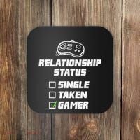 Funny Video Gamer Humor Relationship Status Single Taken Coaster thumb 0