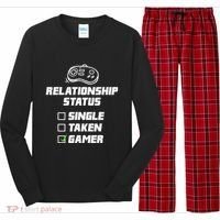 Funny Video Gamer Humor Relationship Status Single Taken Long Sleeve Pajama Set thumb 0