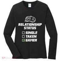 Funny Video Gamer Humor Relationship Status Single Taken Women's Long Sleeve Shirt thumb 0