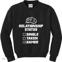 Funny Video Gamer Humor Relationship Status Single Taken Kids Sweatshirt thumb 0